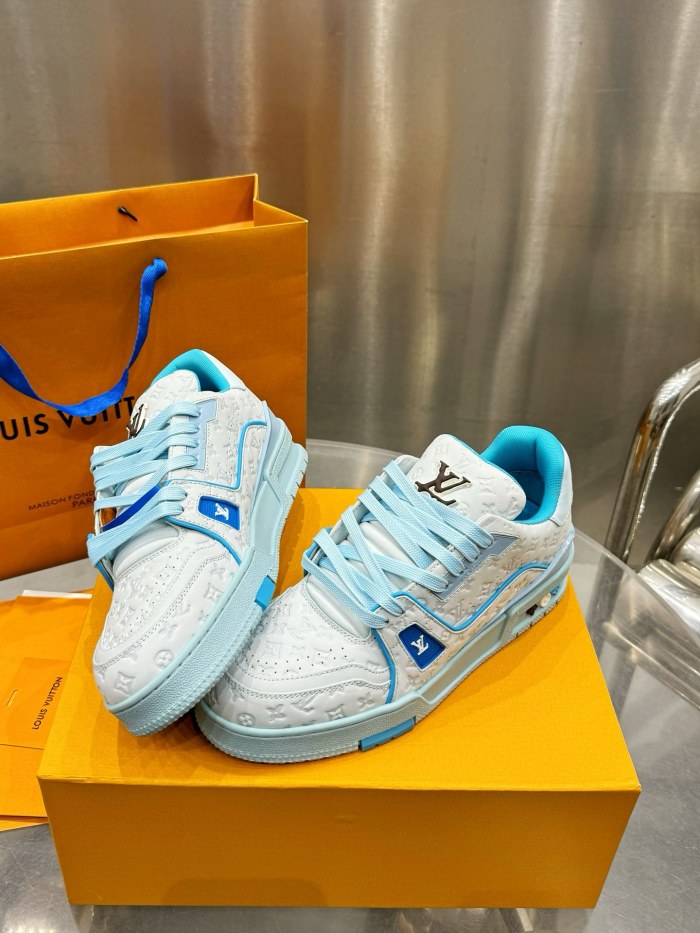1:1 quality version Floral Logo Print Leather Sneakers 2 colors