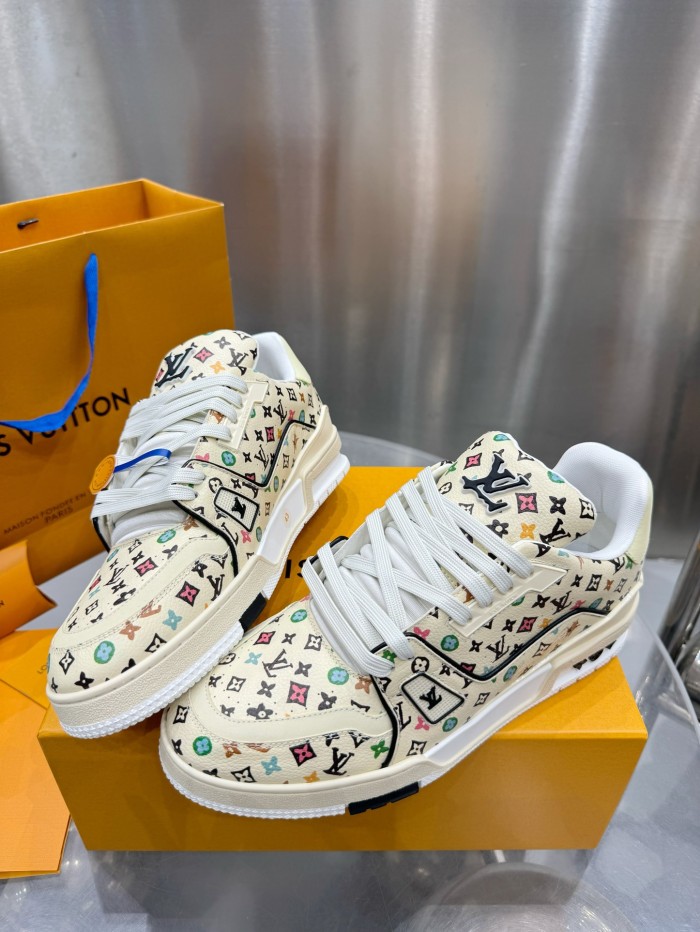 1:1 quality version Checkered Leather All-over Printed Logo Board Shoes 4 colors