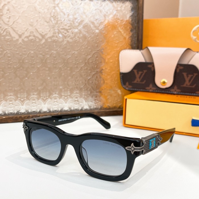 1:1 quality version  Mirror Legs Blue Turquoise Logo Glasses