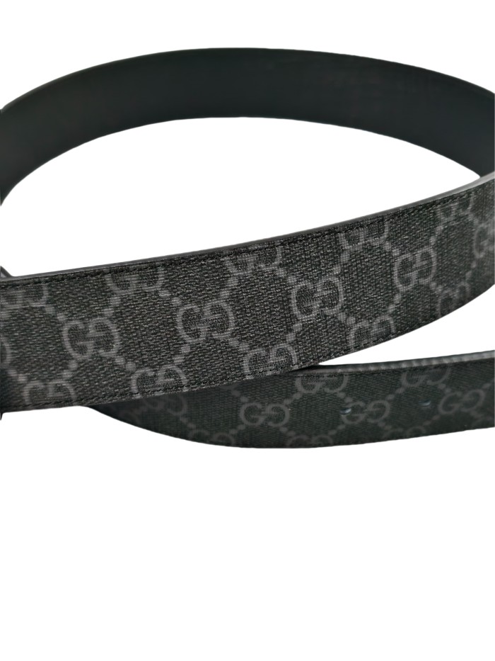 1:1 quality version Double G Buckle Black Embossed Belt