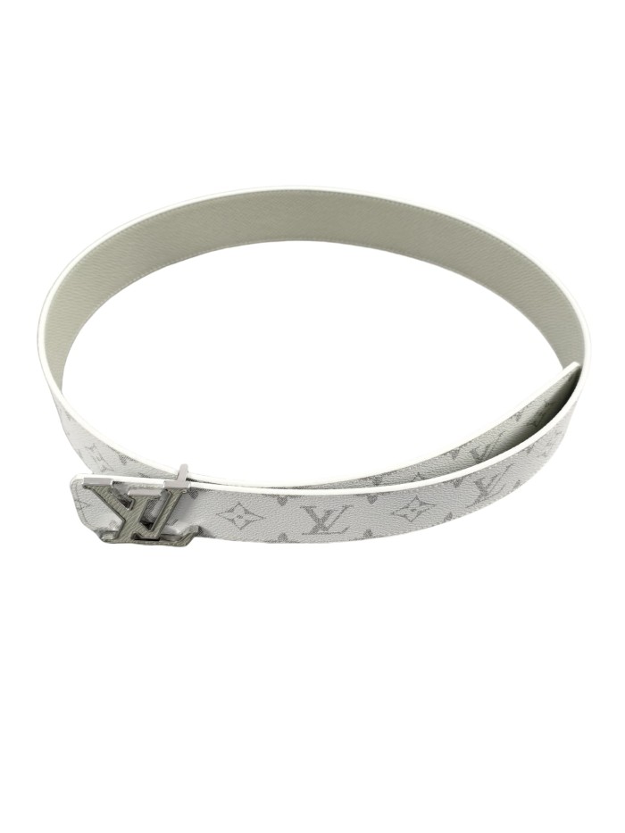  1:1 quality version Plaid Letter Buckle White Belt