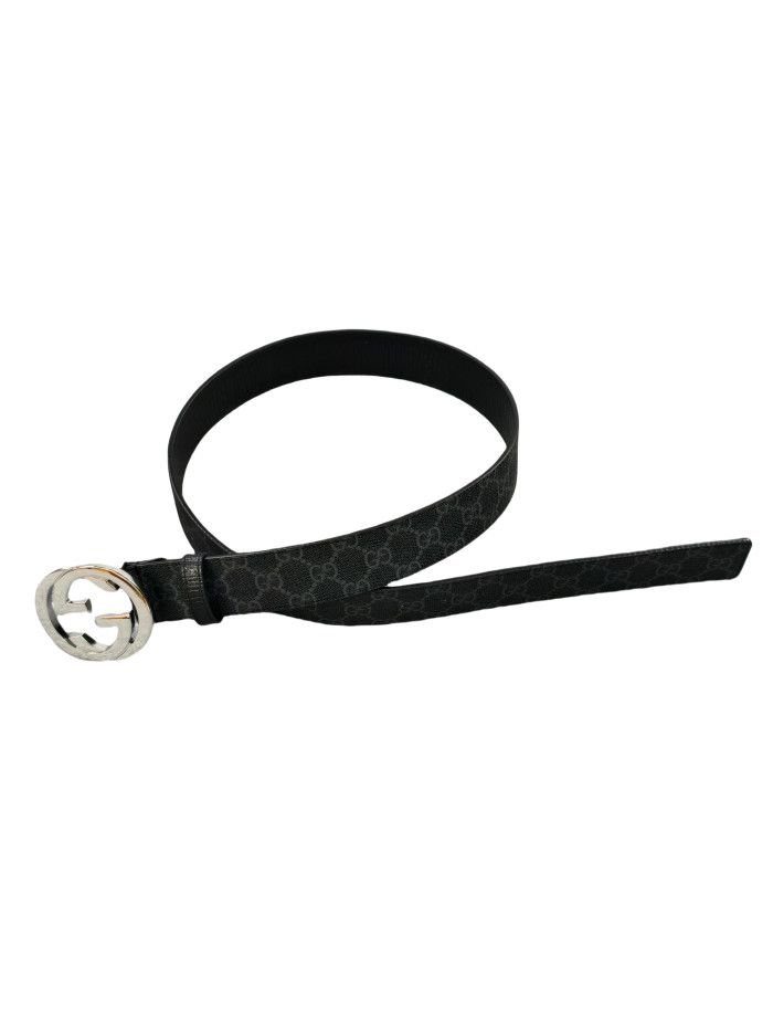 1:1 quality version Double G Buckle Black Embossed Belt