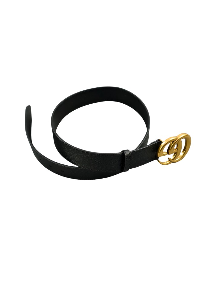 1:1 quality version Dimensional Gold Double G Smooth Buckle Vintage Belt