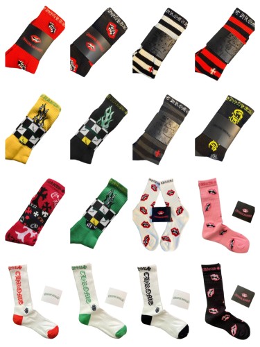 Graffiti Red Lips Alphabet Jacquard Towel Bottom Mid Calf Socks 17 colors