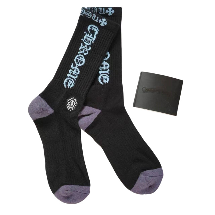 Blue Alphabet Pink Lips Embroidered Towel Bottom Sports Socks 3 colors