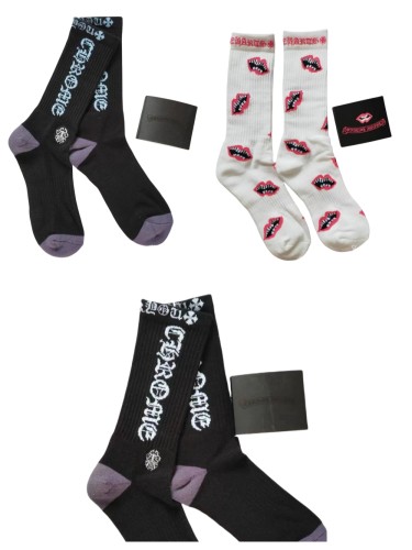 Blue Alphabet Pink Lips Embroidered Towel Bottom Sports Socks 3 colors