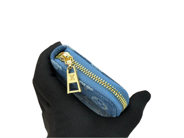 Blue Denim Single Zipper Coin Purse Handbag