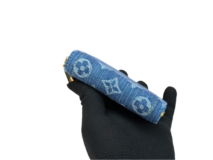 Blue Denim Single Zipper Coin Purse Handbag