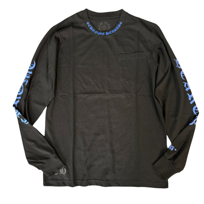 1:1 quality version 27878855 Blue Letter Print Long Sleeve T-Shirt