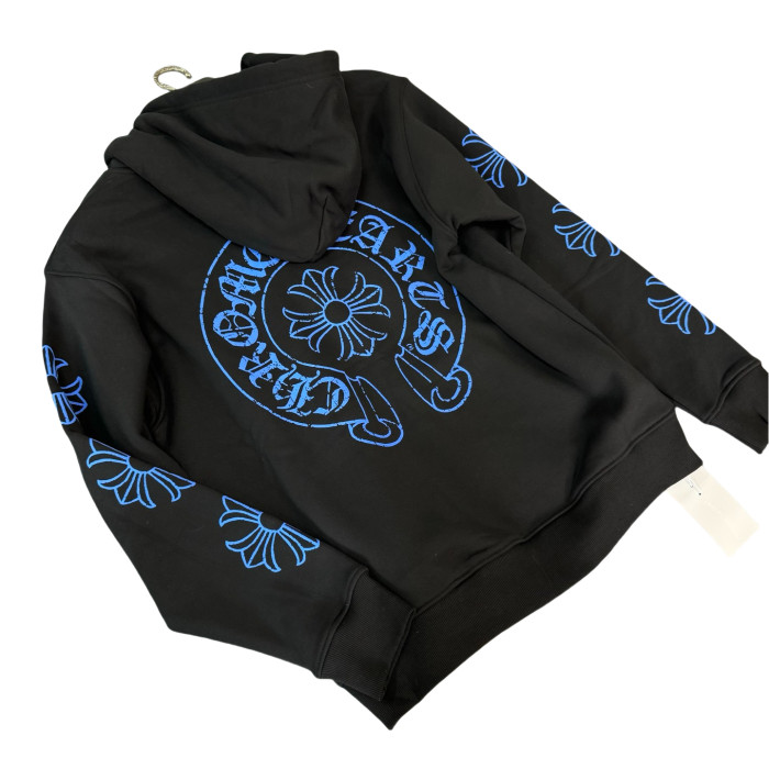 1:1 quality version 27878655 Blue Horseshoe Print Zipper Hoodie