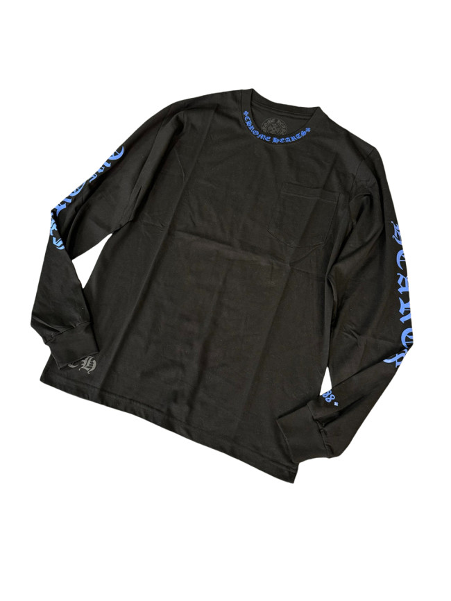 1:1 quality version 27878855 Blue Letter Print Long Sleeve T-Shirt