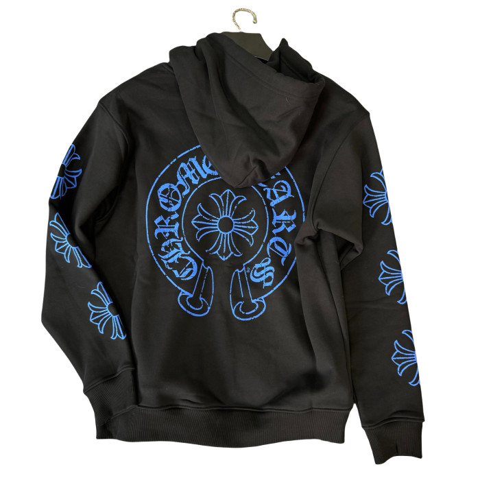 1:1 quality version 27878655 Blue Horseshoe Print Zipper Hoodie