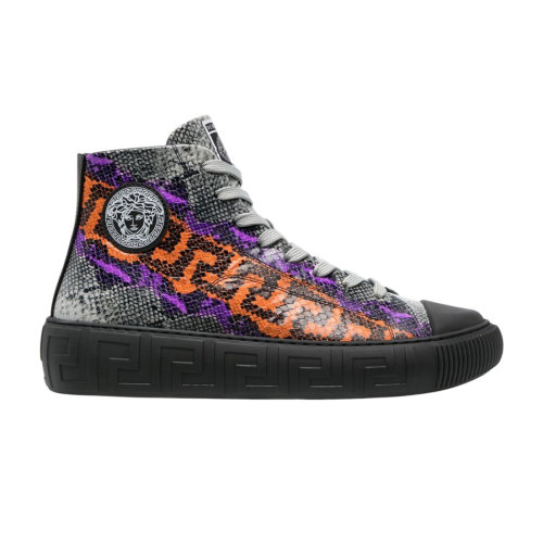 VERS@CE SNAKESKIN EMBOSSED LEATHER HIGH TOP SNEAKERS   VS65