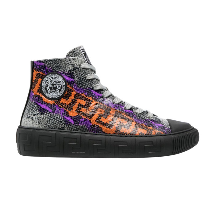VERS@CE SNAKESKIN EMBOSSED LEATHER HIGH TOP SNEAKERS   VS65