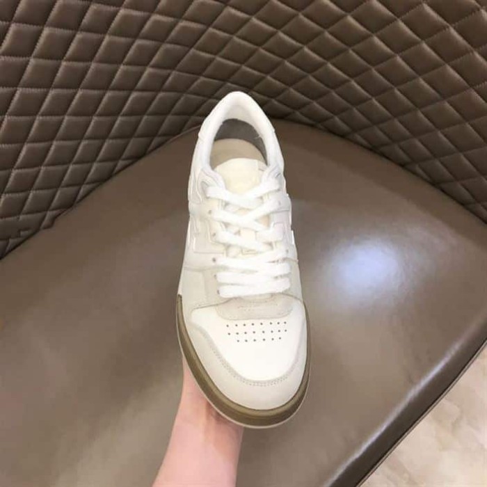Fendi Match Low-Top Sneakers In White Suede   FD31