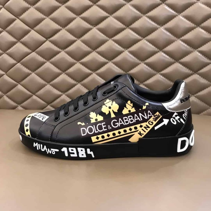 DOLCE    G@BB@N@ PORTOFINO SLIP-ON SNEAKERS IN PRINTED CALFSKIN   DG33