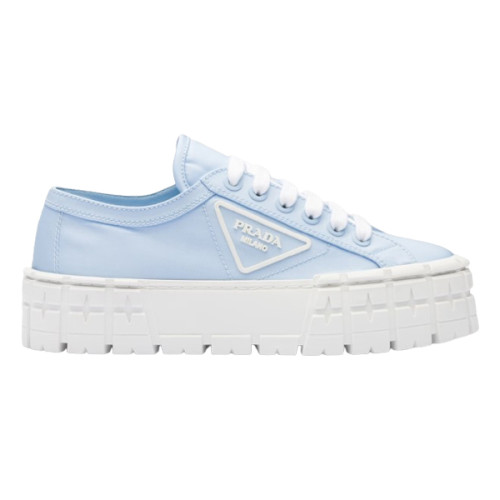 PR@DA@ DOUBLE WHEEL RE-NYLON GABARDINE SNEAKERS LIGHT BLUE   PRD085