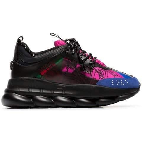 VERS@CE BLACK AND MULTICOLOURED CHAIN REACTION SNEAKERS   VS8