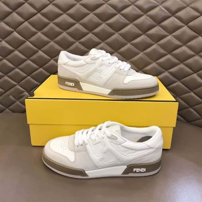 Fendi Match Low-Top Sneakers In White Suede   FD31