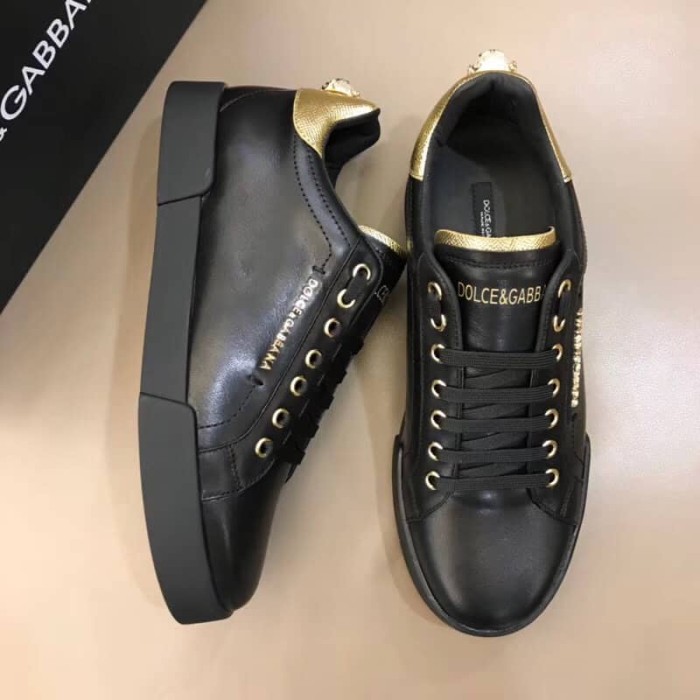 DOLCE    G@BB@N@ SNEAKERS PORTFINO IN WHITE LEATHER WITH PERLA LOGATA   DG21
