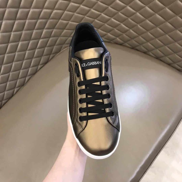 DOLCE AND  G@BB@N@ LOGO PRINT POSITANO LEATHER SNEAKERS   DG95