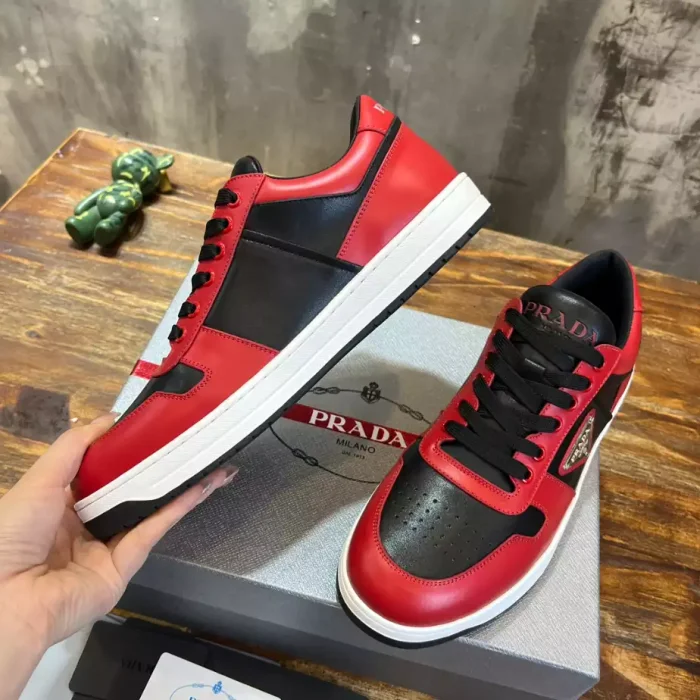PR@DA@ DOWNTOWN LEATHER SNEAKERS RED   PRD093