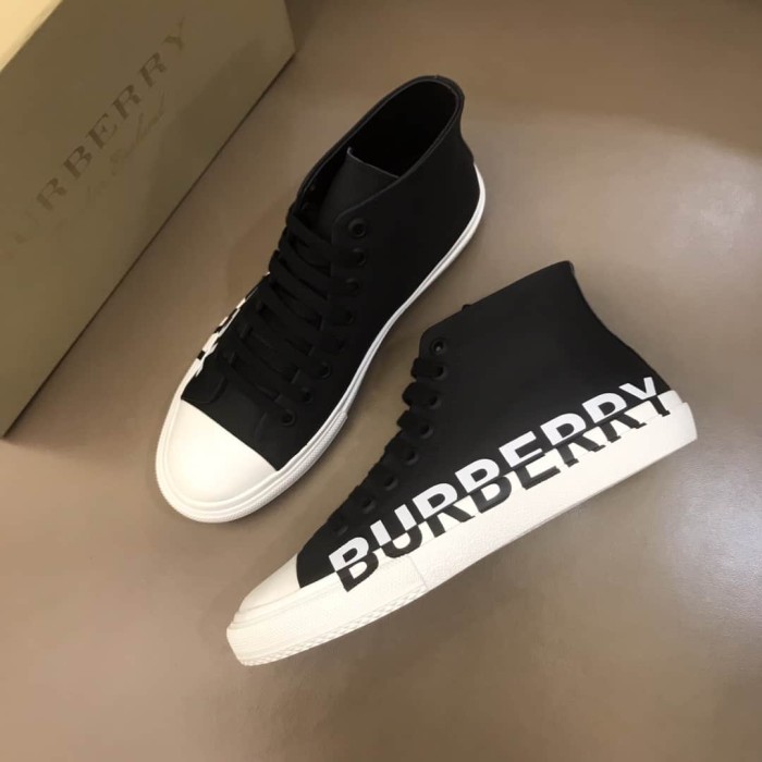 BURB5RRY LOGO PRINT GABARDINE HIGH-TOP SNEAKERS   BBR31
