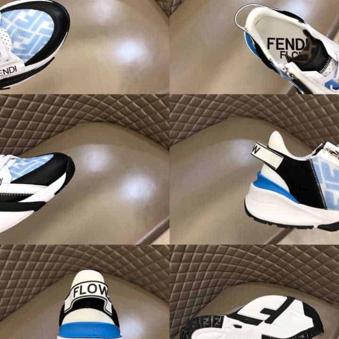 FEND1 FLOW LIGHT BLUE NYLON LOW TOPS SNEAKERS   FD02