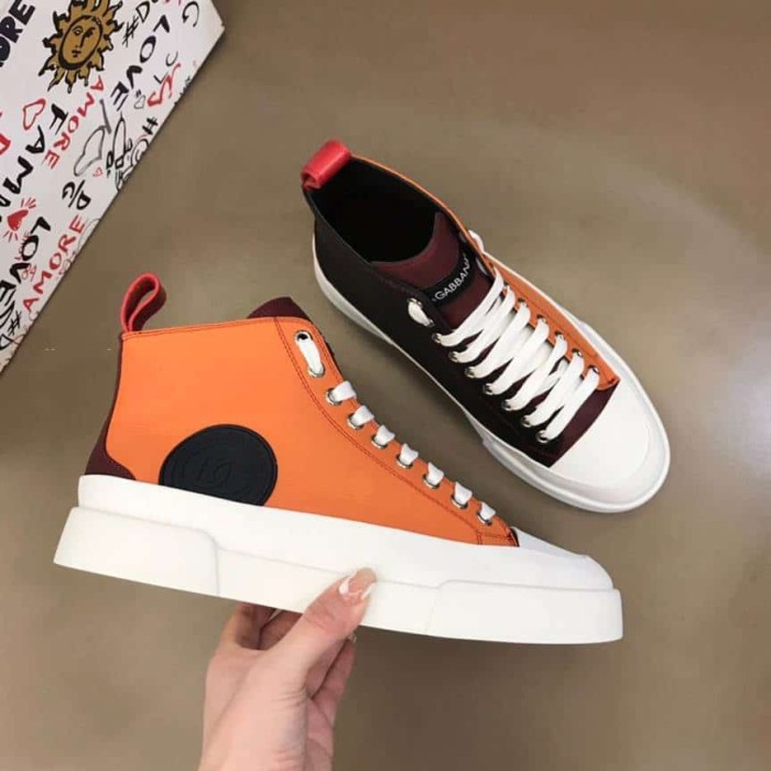 DOLCE AND  G@BB@N@ QUILTED TWO-TONE NYLON PORTOFINO LIGHT MID-TOP SNEAKERS   DG106