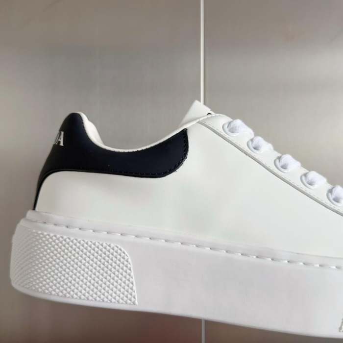 PR@DA@ MACRO RE-NYLON AND BRUSHED LEATHER SNEAKERS   PRD065
