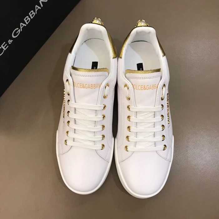 DOLCE    G@BB@N@ SNEAKERS PORTFINO IN BLACK LEATHER WITH PERLA LOGATA   DG20