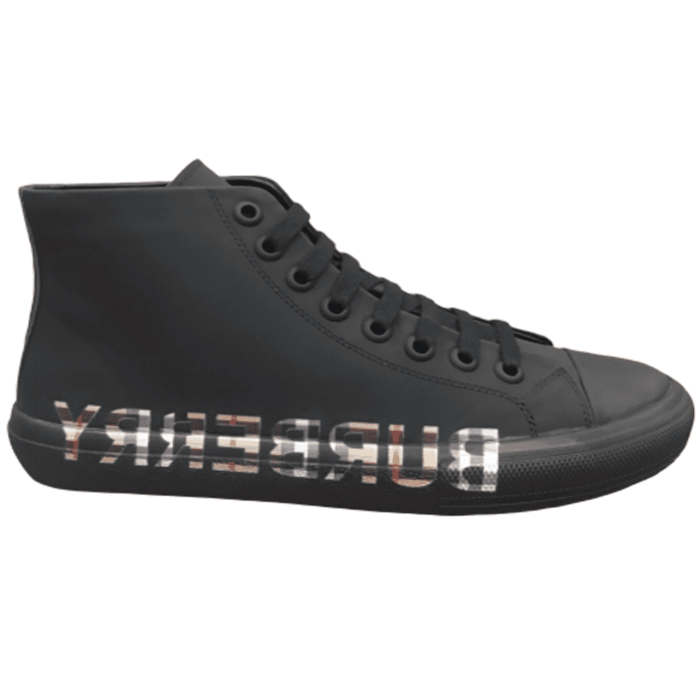 BURB5RRY LOGO PRINT GABARDINE HIGH-TOP SNEAKERS �?BBR82