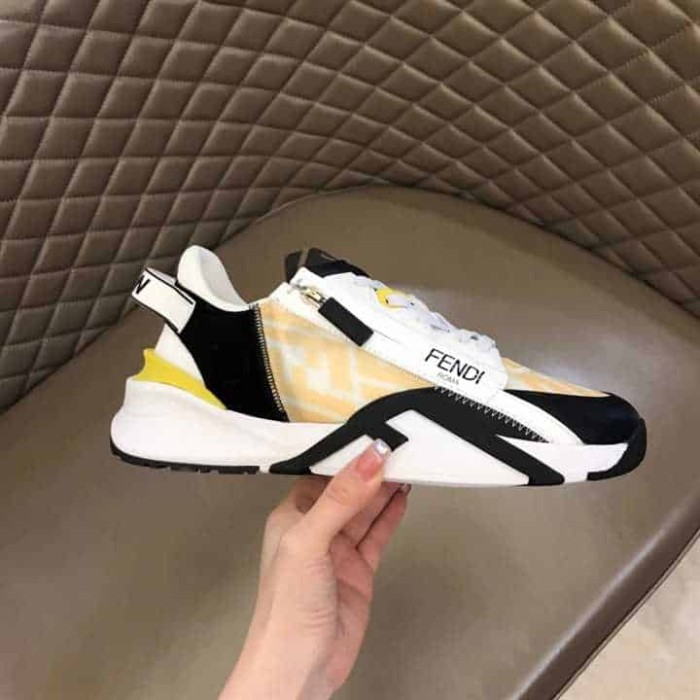 FEND1 FLOW YELLOW NYLON LOW TOPS SNEAKERS   FD01