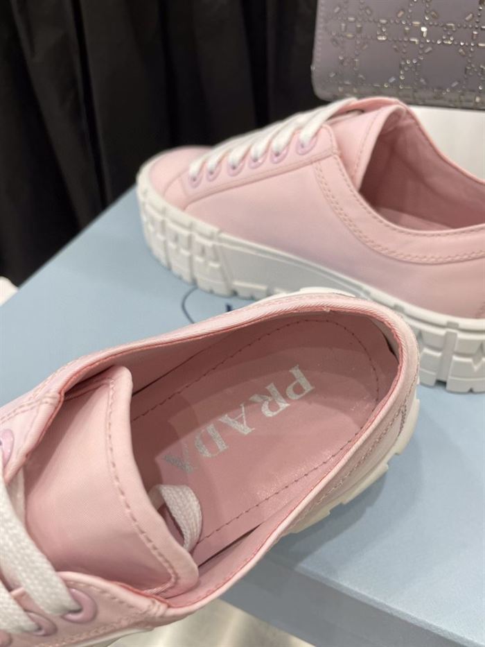 PR@DA@ DOUBLE WHEEL RE-NYLON GABARDINE SNEAKERS PINK   PRD084