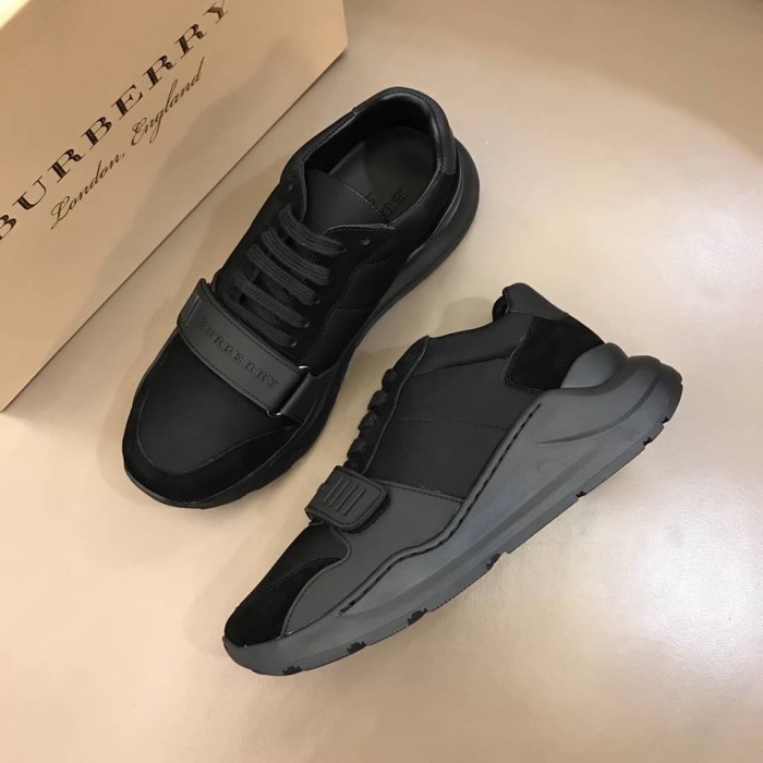 BURB5RRY SUEDE AND NEOPRENE HIGH-TOP SNEAKERS   BBR19