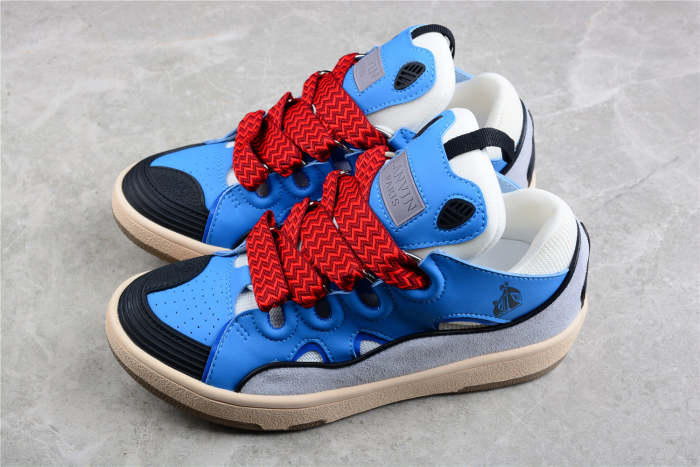 L@nvin Blue and Red Lace Sneakers