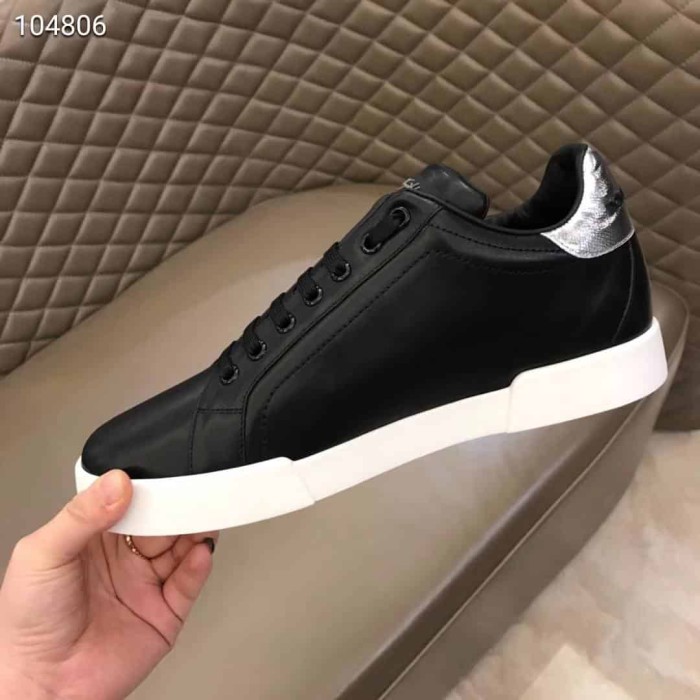 DOLCE    G@BB@N@ CALFSKIN PORTOFINO SNEAKERS WITH PATCH   DG1