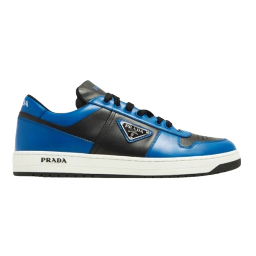 PR@DA@ DOWNTOWN LEATHER SNEAKERS BLUE   PRD094