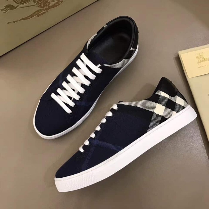 BURB5RRY ALBERT HOUSE CHECK   LEATHER LOW-TOP SNEAKER   BBR4