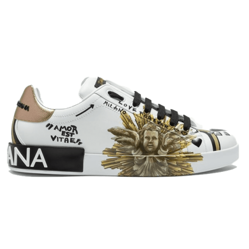 DOLCE    G@BB@N@ PRINTED CALFSKIN PORTOFINO SNEAKERS   DG7
