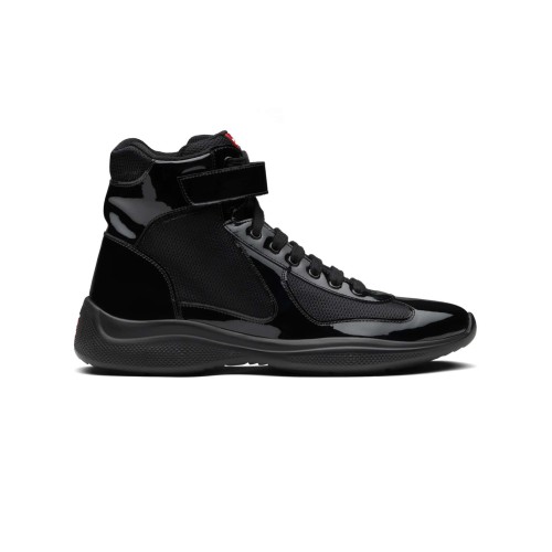PR@DA@ AMERICA S CUP HIGH-TOP SNEAKERS IN BLACK   PRD021