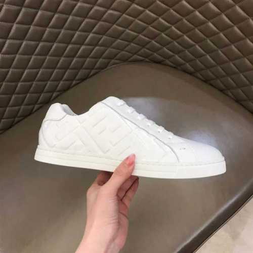 FEND1 WHITE NAPPA LEATHER LOW TOP SNEAKERS   FD09
