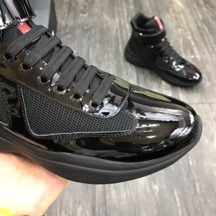 PR@DA@ AMERICA S CUP HIGH-TOP SNEAKERS IN BLACK   PRD021
