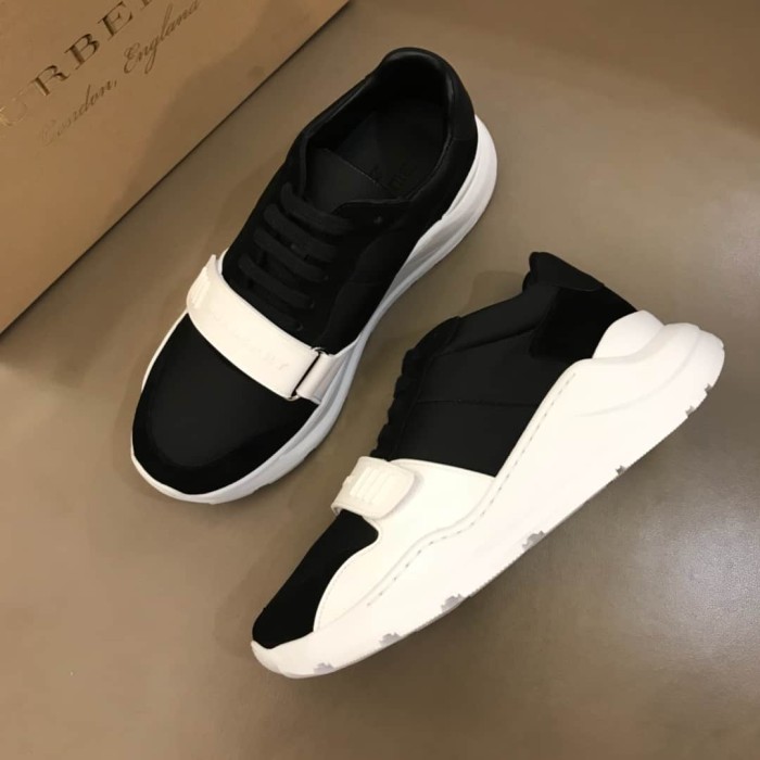 BURB5RRY SUEDE AND NEOPRENE HIGH-TOP SNEAKERS   BBR20
