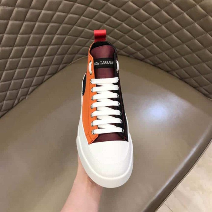 DOLCE AND  G@BB@N@ QUILTED TWO-TONE NYLON PORTOFINO LIGHT MID-TOP SNEAKERS   DG106