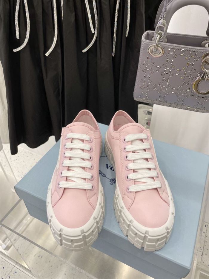 PR@DA@ DOUBLE WHEEL RE-NYLON GABARDINE SNEAKERS PINK   PRD084