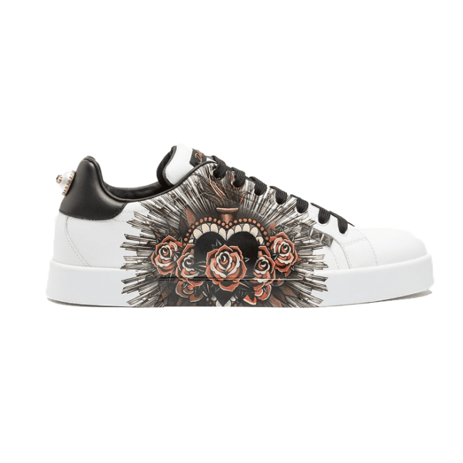 DOLCE    G@BB@N@ PRINTED CALFSKIN PORTOFINO SNEAKERS   DG5