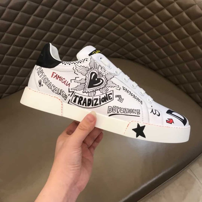 DOLCE    G@BB@N@ CALFSKIN NAPPA PORTOFINO SNEAKERS   DG29