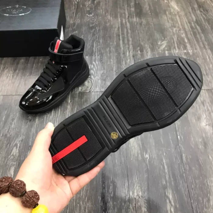 PR@DA@ AMERICA S CUP HIGH-TOP SNEAKERS IN BLACK   PRD021