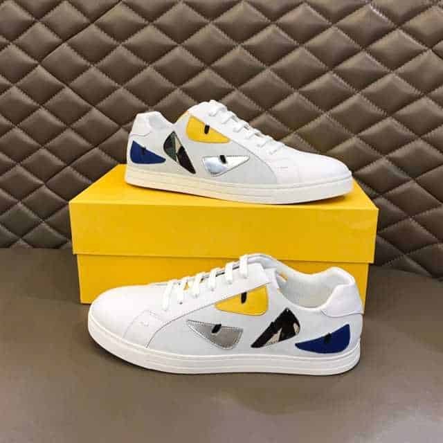 FEND1 MONSTER EYES LOW-TOP TRAINERS SNEAKERS IN WHITE   FD06